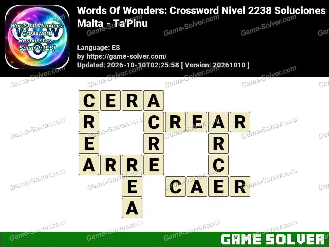Words Of Wonders: Crossword Nivel 2238 Soluciones – Malta – Ta’Pinu